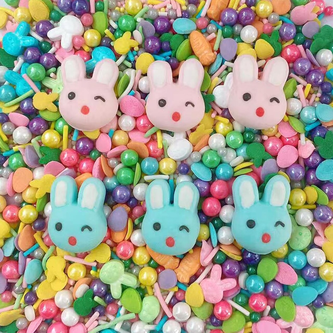 Easter Sprinkles Edible Rabbit Bunny Carrot Sugar Pearls for Easter Cake Decorating Baking Cookie Cupcake Toppers Decorations Easter Valentine Halloween Birthday Supplies